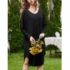 imageEkouaer Womens Nightgown Long Sleeve Sleepshirt V Neck Nightshirt Casual Loungewear Soft SleepwearBlack