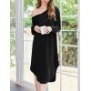 imageEkouaer Womens Nightgown Long Sleeve Sleepshirt V Neck Nightshirt Casual Loungewear Soft SleepwearBlack