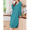 imageEkouaer Womens Nightgown Long Sleeve Sleepshirt V Neck Nightshirt Casual Loungewear Soft SleepwearBlue