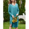imageEkouaer Womens Nightgown Long Sleeve Sleepshirt V Neck Nightshirt Casual Loungewear Soft SleepwearBlue