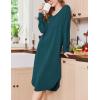 imageEkouaer Womens Nightgown Long Sleeve Sleepshirt V Neck Nightshirt Casual Loungewear Soft SleepwearBlue Green