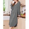 imageEkouaer Womens Nightgown Long Sleeve Sleepshirt V Neck Nightshirt Casual Loungewear Soft SleepwearGrey