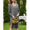 imageEkouaer Womens Nightgown Long Sleeve Sleepshirt V Neck Nightshirt Casual Loungewear Soft SleepwearGrey
