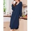 imageEkouaer Womens Nightgown Long Sleeve Sleepshirt V Neck Nightshirt Casual Loungewear Soft SleepwearNavy Blue