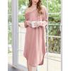 imageEkouaer Womens Nightgown Long Sleeve Sleepshirt V Neck Nightshirt Casual Loungewear Soft SleepwearPink