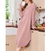 imageEkouaer Womens Nightgown Long Sleeve Sleepshirt V Neck Nightshirt Casual Loungewear Soft SleepwearPink