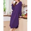 imageEkouaer Womens Nightgown Long Sleeve Sleepshirt V Neck Nightshirt Casual Loungewear Soft SleepwearPurple