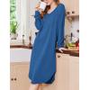 imageEkouaer Womens Nightgown Long Sleeve Sleepshirt V Neck Nightshirt Casual Loungewear Soft SleepwearRoyal Blue