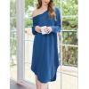 imageEkouaer Womens Nightgown Long Sleeve Sleepshirt V Neck Nightshirt Casual Loungewear Soft SleepwearRoyal Blue