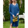 imageEkouaer Womens Nightgown Long Sleeve Sleepshirt V Neck Nightshirt Casual Loungewear Soft SleepwearRoyal Blue