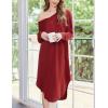 imageEkouaer Womens Nightgown Long Sleeve Sleepshirt V Neck Nightshirt Casual Loungewear Soft SleepwearWine Red