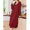 imageEkouaer Womens Nightgown Long Sleeve Sleepshirt V Neck Nightshirt Casual Loungewear Soft SleepwearWine Red