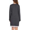imageEkouaer Womens Nightgown Striped Tee Long Sleeve Comfy Sleep Nightshirt Button Down Pajama DressDark Grey