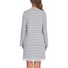 imageEkouaer Womens Nightgown Striped Tee Long Sleeve Comfy Sleep Nightshirt Button Down Pajama DressGrey Striped