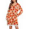 imageEkouaer Womens Nightgown Striped Tee Long Sleeve Comfy Sleep Nightshirt Button Down Pajama DressLong Sleevehalloween
