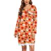 imageEkouaer Womens Nightgown Striped Tee Long Sleeve Comfy Sleep Nightshirt Button Down Pajama DressLong Sleevehalloween
