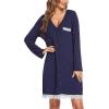 imageEkouaer Womens Nightgown Striped Tee Long Sleeve Comfy Sleep Nightshirt Button Down Pajama DressNavy Blue