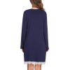 imageEkouaer Womens Nightgown Striped Tee Long Sleeve Comfy Sleep Nightshirt Button Down Pajama DressNavy Blue