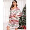 imageEkouaer Womens Nightgown Striped Tee Long Sleeve Comfy Sleep Nightshirt Button Down Pajama DressRed
