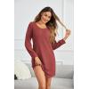 imageEkouaer Womens Nightgown Waffle Knit Long Sleeve Nightgown Sleep shirts Night Dress for Women SXXLRed