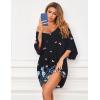 imageEkouaer Womens Sleepshirt Deep V Neck Nightgown Batwing Nightshirt Oversized SleepwearBlack Butterfly