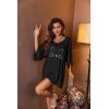 imageEkouaer Womens Sleepshirt Deep V Neck Nightgown Batwing Nightshirt Oversized SleepwearBlack Cat