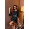 imageEkouaer Womens Sleepshirt Deep V Neck Nightgown Batwing Nightshirt Oversized SleepwearBlack Letters