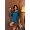 imageEkouaer Womens Sleepshirt Deep V Neck Nightgown Batwing Nightshirt Oversized SleepwearBlue Green