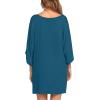 imageEkouaer Womens Sleepshirt Deep V Neck Nightgown Batwing Nightshirt Oversized SleepwearBlue Green