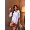 imageEkouaer Womens Sleepshirt Deep V Neck Nightgown Batwing Nightshirt Oversized SleepwearBlue Purple Tie Dye