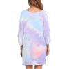 imageEkouaer Womens Sleepshirt Deep V Neck Nightgown Batwing Nightshirt Oversized SleepwearBlue Purple Tie Dye