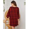 imageEkouaer Womens Sleepshirt Deep V Neck Nightgown Batwing Nightshirt Oversized SleepwearChristmas Red Plaid