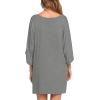 imageEkouaer Womens Sleepshirt Deep V Neck Nightgown Batwing Nightshirt Oversized SleepwearGray