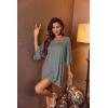 imageEkouaer Womens Sleepshirt Deep V Neck Nightgown Batwing Nightshirt Oversized SleepwearGray