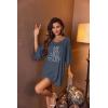 imageEkouaer Womens Sleepshirt Deep V Neck Nightgown Batwing Nightshirt Oversized SleepwearGrey Letters