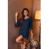 imageEkouaer Womens Sleepshirt Deep V Neck Nightgown Batwing Nightshirt Oversized SleepwearNavy