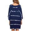 imageEkouaer Womens Sleepshirt Deep V Neck Nightgown Batwing Nightshirt Oversized SleepwearNavy White Striped