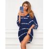 imageEkouaer Womens Sleepshirt Deep V Neck Nightgown Batwing Nightshirt Oversized SleepwearNavy White Striped