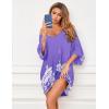 imageEkouaer Womens Sleepshirt Deep V Neck Nightgown Batwing Nightshirt Oversized SleepwearPurple Flower
