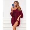 imageEkouaer Womens Sleepshirt Deep V Neck Nightgown Batwing Nightshirt Oversized SleepwearRed Letters