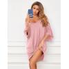 imageEkouaer Womens Sleepshirt Deep V Neck Nightgown Batwing Nightshirt Oversized SleepwearRose