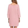 imageEkouaer Womens Sleepshirt Deep V Neck Nightgown Batwing Nightshirt Oversized SleepwearRose