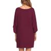 imageEkouaer Womens Sleepshirt Deep V Neck Nightgown Batwing Nightshirt Oversized SleepwearWine Red