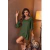 imageEkouaer Womens Sleepshirt Deep V Neck Nightgown Batwing Nightshirt Oversized SleepwearZarmy Green