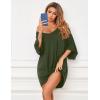 imageEkouaer Womens Sleepshirt Deep V Neck Nightgown Batwing Nightshirt Oversized SleepwearZarmy Green