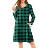 imageEkouaer Flannel Nightgowns for Women Long Sleeve Sleepwear Pajama Dress Button Sleepshirts with PocketsGreen Plaid