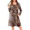 imageEkouaer Flannel Nightgowns for Women Long Sleeve Sleepwear Pajama Dress Button Sleepshirts with PocketsLeopard