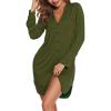 imageEkouaer Womens Button Down Nightgown Long Sleeves Sleepwear V Neck Nightgowns for WomenArmygreen