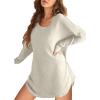imageEkouaer Womens Nightgown Waffle Knit Long Sleeve Nightgown Sleep shirts Night Dress for Women SXXLBeige