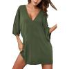 imageEkouaer Womens Sleepshirt Deep V Neck Nightgown Batwing Nightshirt Oversized SleepwearZarmy Green
